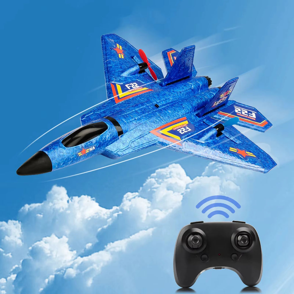 F22 Raptor RC Plane 2.4G 2CH Remote Control Flying Glider with LED Lights EPP Foam Airplane Toys for Children Gifts