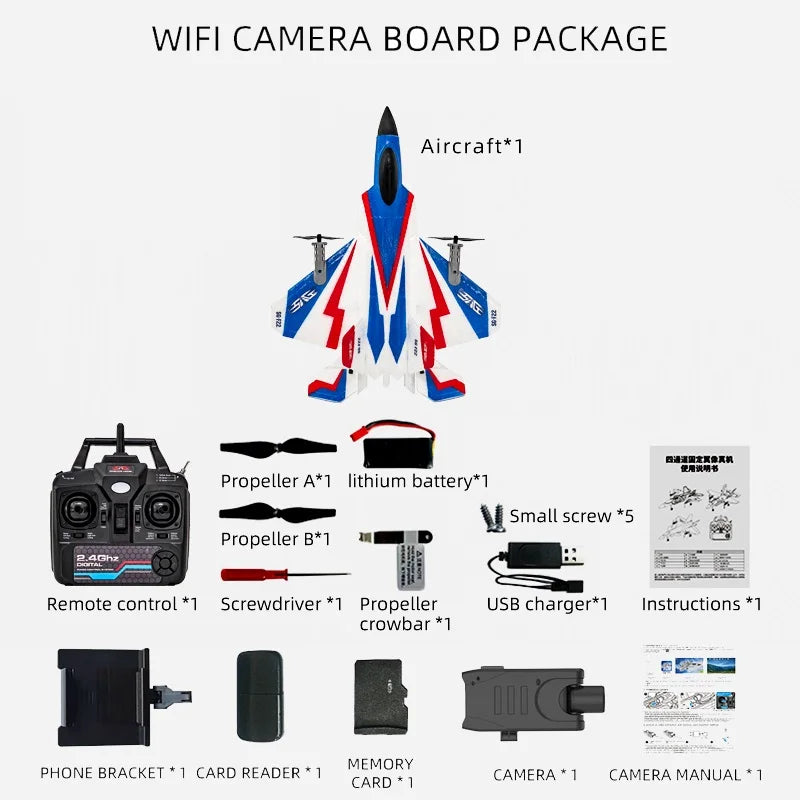 F22 RC Foam Plane 4 Channels 6G Auto Stabilization with 4K Camera Stunt Remote Control Airplanes Aircraft Toys for Children