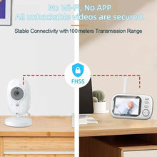 Load image into Gallery viewer, 3.5'' Video Baby Monitor 2.4G Mother Kid 2 Way Audio Talk Night Vision Security Cameras Video Surveillance Cam with Temperature