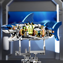 Load image into Gallery viewer, Mechanical Shark Building Set, Shark Sea Life Building Blocks Set with Display Stand and Lights, Block Gift for Kids and Adults