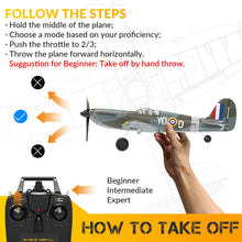 Load image into Gallery viewer, Volantex New Spitfire RC Plane EPP 400Mm Wingspan RC Fighter One Key Aerobatic 2.4G 4CH RTF Warbird Plane