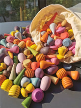 Load image into Gallery viewer, Children Rainbow Wood Blocks Loose Parts Toy Mushrooms Montessori Wooden Droplets Jigsaw