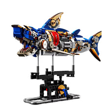 Load image into Gallery viewer, Mechanical Shark Building Set, Shark Sea Life Building Blocks Set with Display Stand and Lights, Block Gift for Kids and Adults