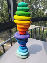 Load image into Gallery viewer, Children Rainbow Wood Blocks Loose Parts Toy Mushrooms Montessori Wooden Droplets Jigsaw