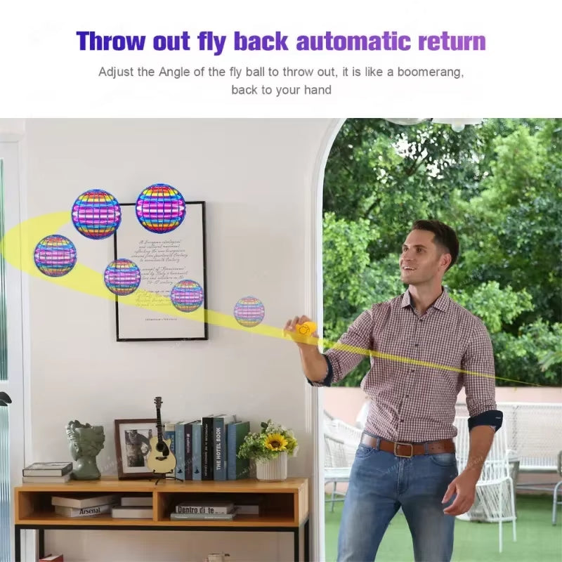 Flying Ball Suspension Color LED Automatic Boomerang Ball Black Tech Magic Ball Flying Toys Gyroscopic Anti-Gravity for Children