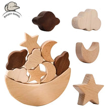 Load image into Gallery viewer, Montessori Wooden Toys for Baby Stars Moon Balance Blocks Board Games Educational Toys Children Stacking High Blocks Constructor