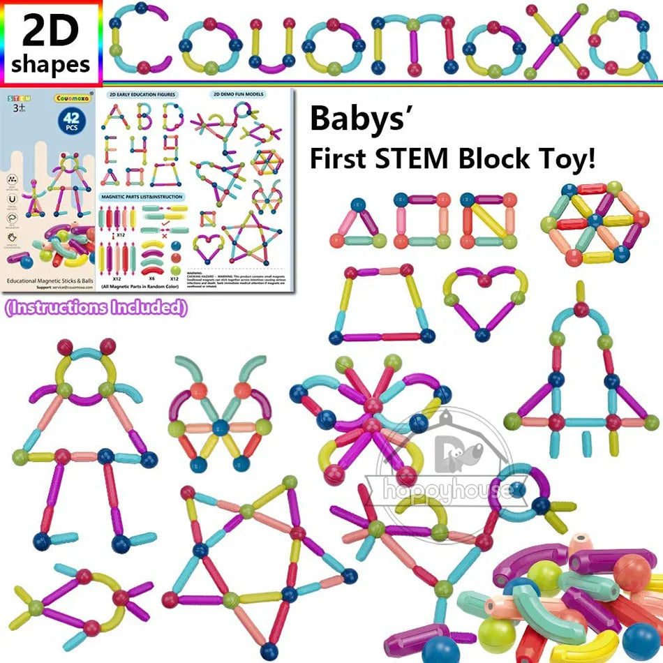 Magnetic Constructor Blocks Set Toys for Kids Magnet Stick Rod Building Blocks Montessori Educational Toys for Children Boy Girl