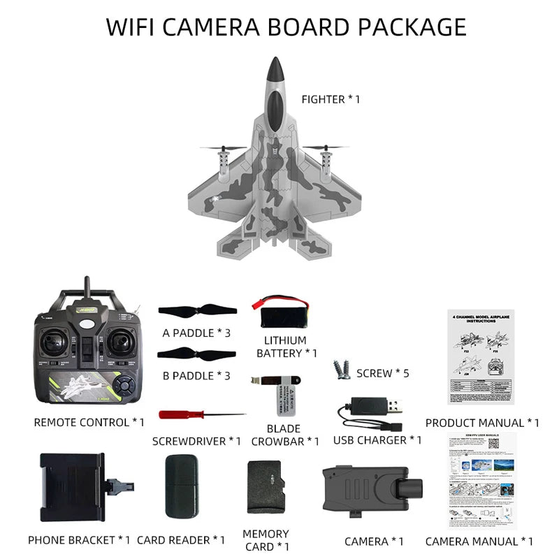 F22 RC Foam Plane 4 Channels 6G Auto Stabilization with 4K Camera Stunt Remote Control Airplanes Aircraft Toys for Children
