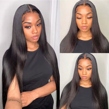 Load image into Gallery viewer, HD Transparent 13X6 Lace Front Human Hair Wigs for Women Pre Plucked Raw Indian Bone Straight Lace Frontal Human Hair Wigs