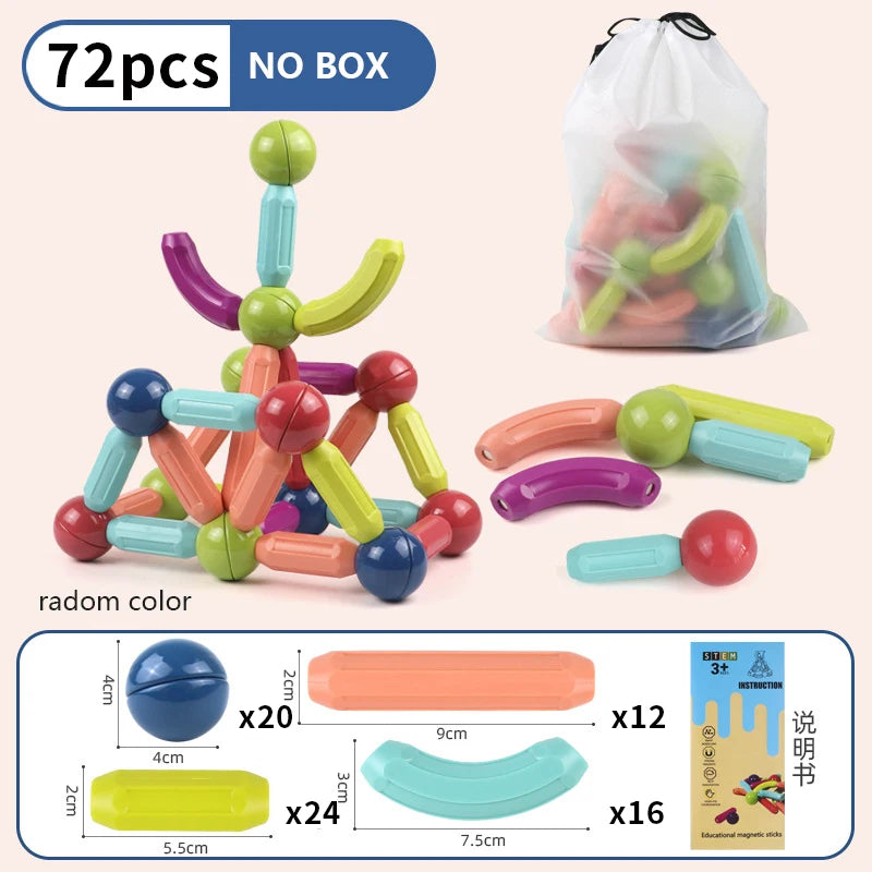 Magnetic Constructor Blocks Set Toys for Kids Magnet Stick Rod Building Blocks Montessori Educational Toys for Children Boy Girl