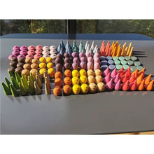 Load image into Gallery viewer, Children Rainbow Wood Blocks Loose Parts Toy Mushrooms Montessori Wooden Droplets Jigsaw