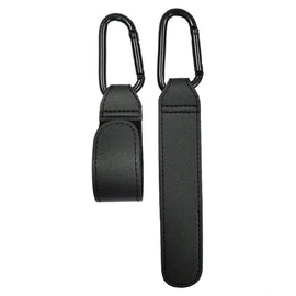 Convenient Baby Stroller Hooks Clips Stroller Accessories Aluminum Alloy Carabiner for Hanging Diaper Bags PU Leather