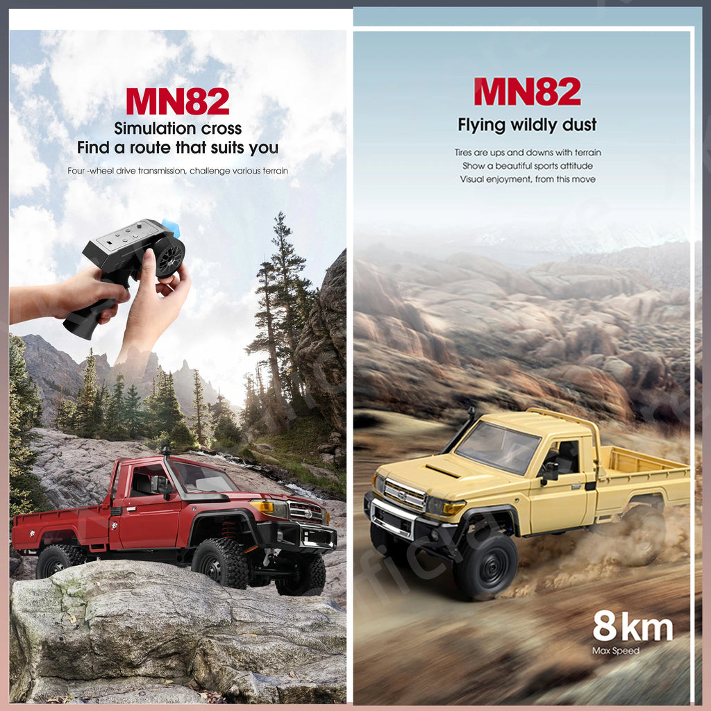 Mn82 Rc Car 1:12 Full Scale 2.4G 4WD 280 Motor Remote Control Off-Road Pickup Truck Model Car for Boys Adult Gifts