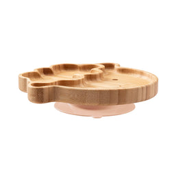 3Pcs Baby Feeding Bowl Dinner Plate Kids Feeding Cartoon Tableware Bamboo Wood Non-Slip Dinnerware Spoon Fork Set Silicone Cup