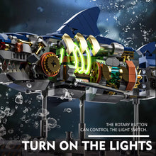 Load image into Gallery viewer, Mechanical Shark Building Set, Shark Sea Life Building Blocks Set with Display Stand and Lights, Block Gift for Kids and Adults