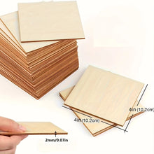 Load image into Gallery viewer, 10Pcs Wood Square 4X4In Blank Wood Sheet for Crafts, Thin Unfinished Wood Squares for Wood Burning Painting Staining Wood Engrav