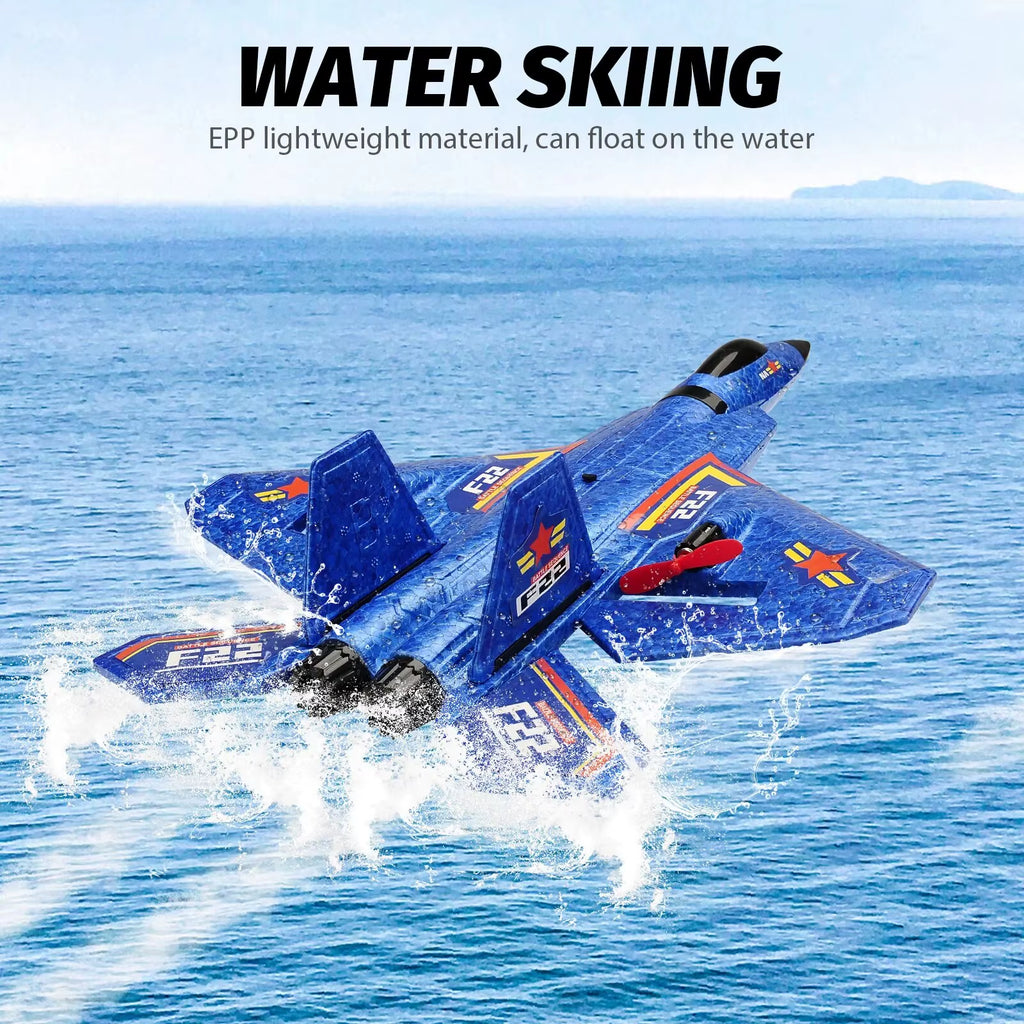 F22 Raptor RC Plane 2.4G 2CH Remote Control Flying Glider with LED Lights EPP Foam Airplane Toys for Children Gifts