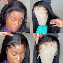 Load image into Gallery viewer, HD Transparent 13X6 Lace Front Human Hair Wigs for Women Pre Plucked Raw Indian Bone Straight Lace Frontal Human Hair Wigs