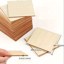 Load image into Gallery viewer, 10Pcs Wood Square 4X4In Blank Wood Sheet for Crafts, Thin Unfinished Wood Squares for Wood Burning Painting Staining Wood Engrav