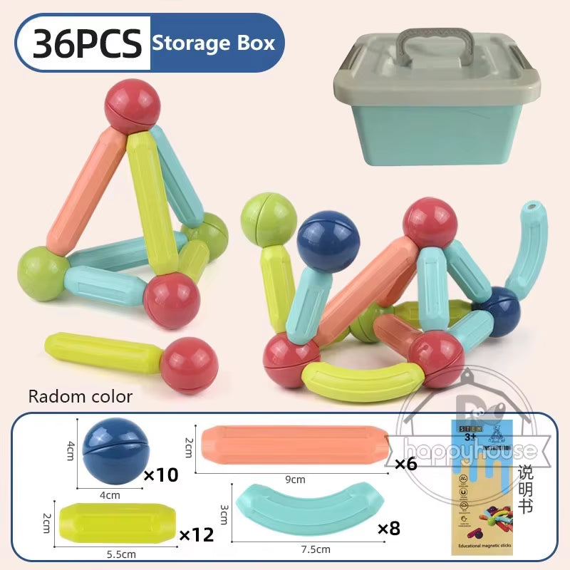 Magnetic Constructor Blocks Set Toys for Kids Magnet Stick Rod Building Blocks Montessori Educational Toys for Children Boy Girl