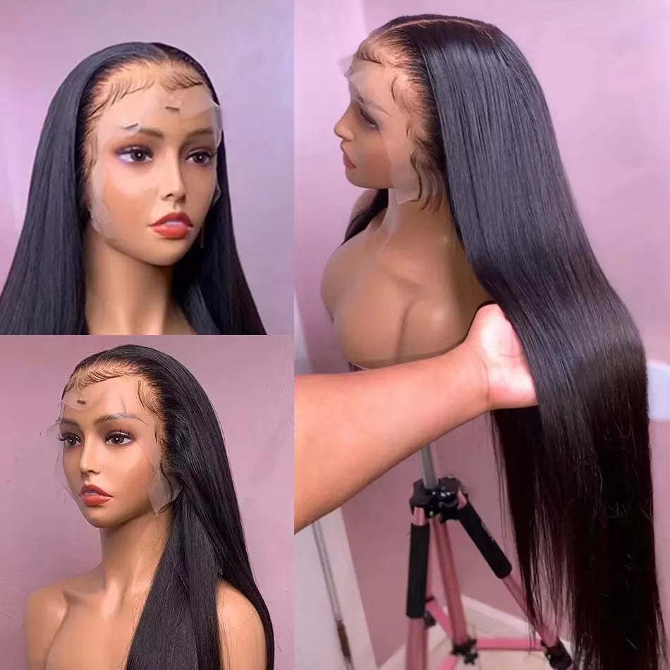HD Transparent 13X6 Lace Front Human Hair Wigs for Women Pre Plucked Raw Indian Bone Straight Lace Frontal Human Hair Wigs