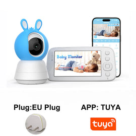 2K 4MP Tuya Smart Baby Monitor with 5-Inch Portable Display APP Remote Control Cry Detection Auto Night Vision Electronic Nanny