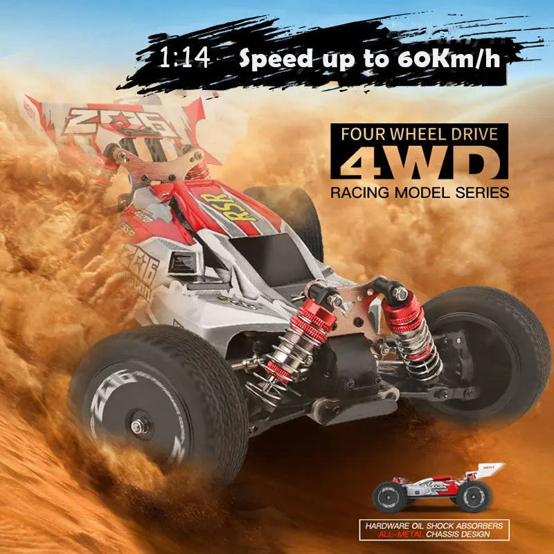 144001 1:14 RC Racing Car 65Km/H 2.4G Remote Control High Speed Off-Road Drift Shock Absorption Adult Boys Toys Kids Gift