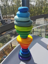 Load image into Gallery viewer, Children Rainbow Wood Blocks Loose Parts Toy Mushrooms Montessori Wooden Droplets Jigsaw