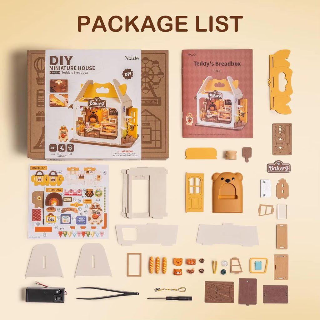 Food Box Shop Rolife Miniature Doll House DIY Miniature House Kit Diorama House Building Set with LED Room