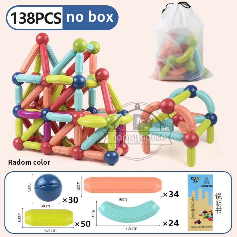 Magnetic Constructor Blocks Set Toys for Kids Magnet Stick Rod Building Blocks Montessori Educational Toys for Children Boy Girl